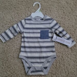 NWT Ever & Ever Baby Long Sleeve Striped Bodysuit 3M